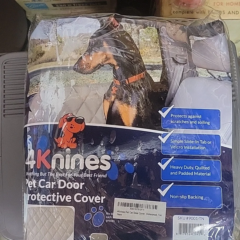 MONEY DONATED TO SPCA 4knines Pet car door protective cover tan 2 ct